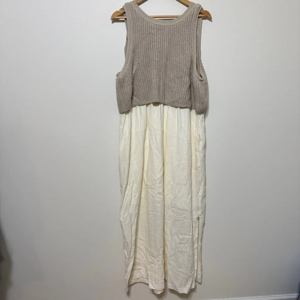 Anthropologie Sleeveless Sweater Twofer Maxi Dress Size XL Sweater Knit Cotton - Image 4