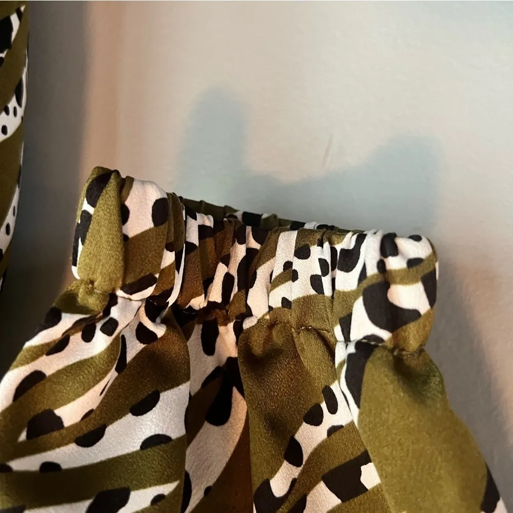 THML Animal Print Polka Dot Striped High Neck Ruffle Romper Size Medium - Image 4