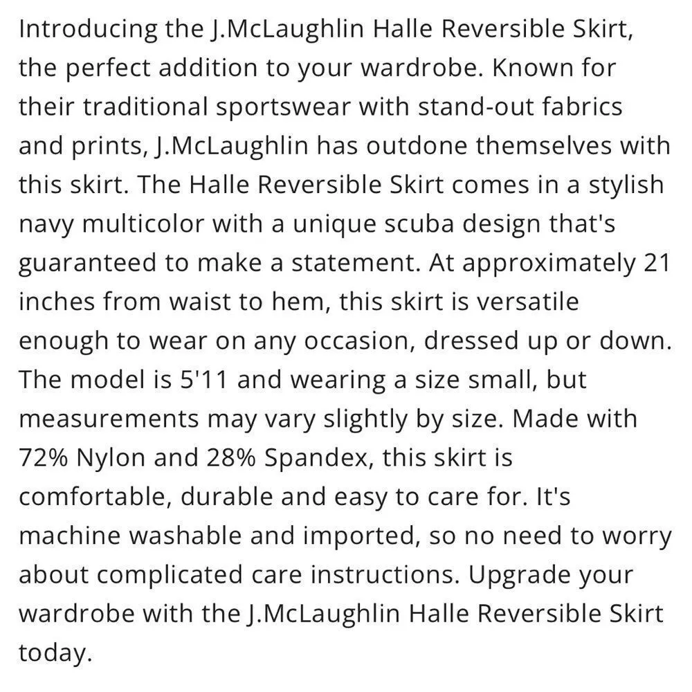 NWOT J. McLaughlin Reversible Pull-On Scuba Style Skirt - Image 7