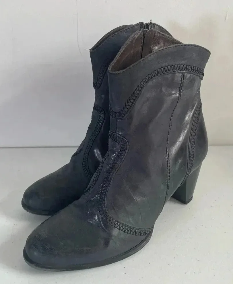 Sesto Meucci Sleek Western Zip Style Charcoal Weave Granny Ankle boots Booties 6 - Image 1