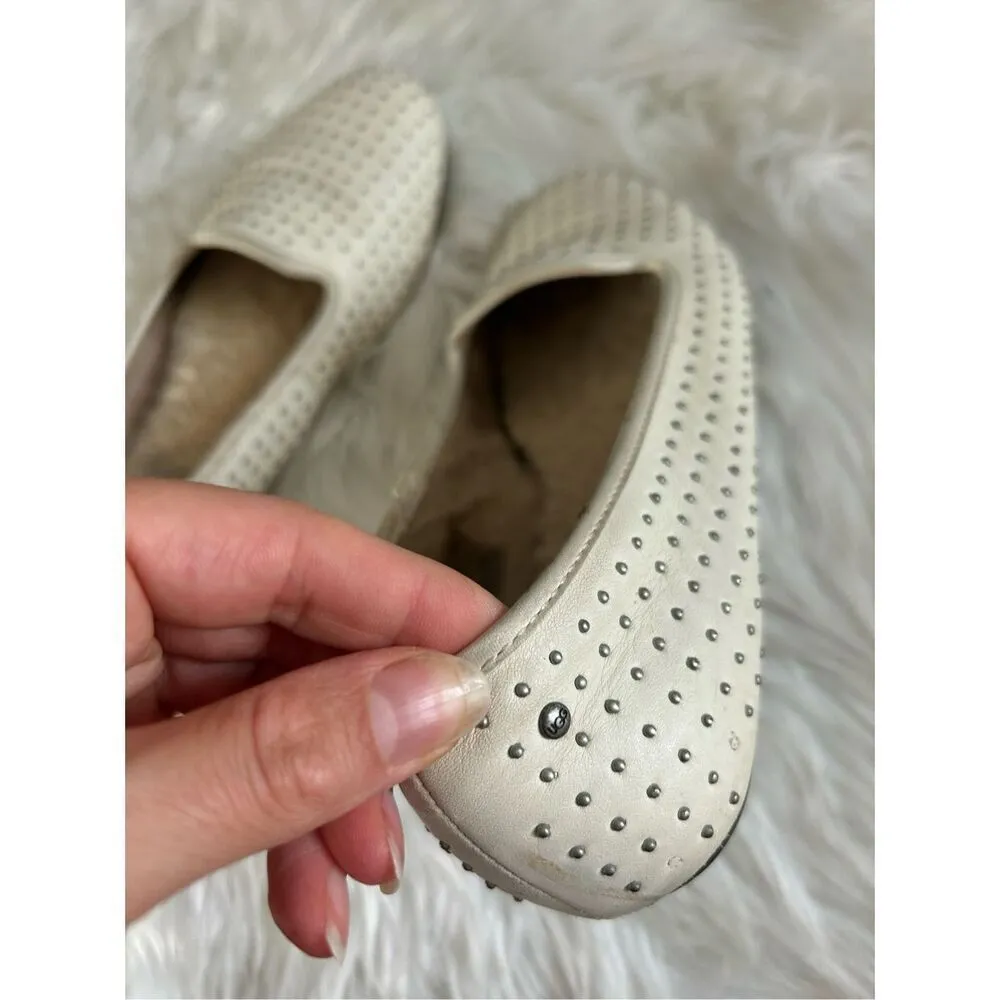 UGG Alloway White Leather Silver Studded Loafer Flats size 6 - Image 6