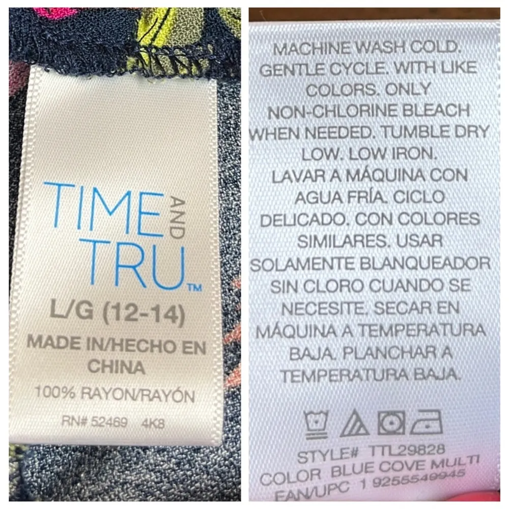 Time & Tru Short Tank 2 Piece Set Blue Floral Hot Pink Women’s Size Large 12/14 - Image 12