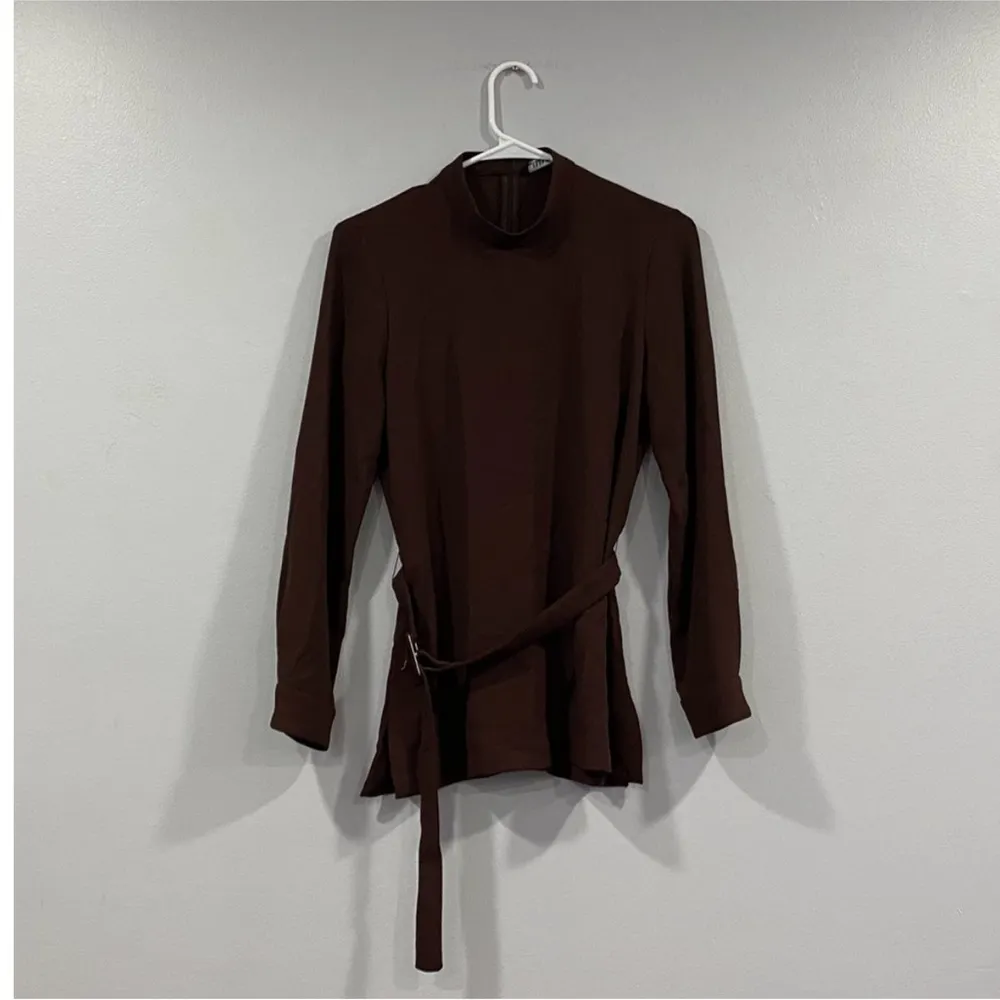 Zara Long Sleeve Belted Tunic Blouse XS - Image 2