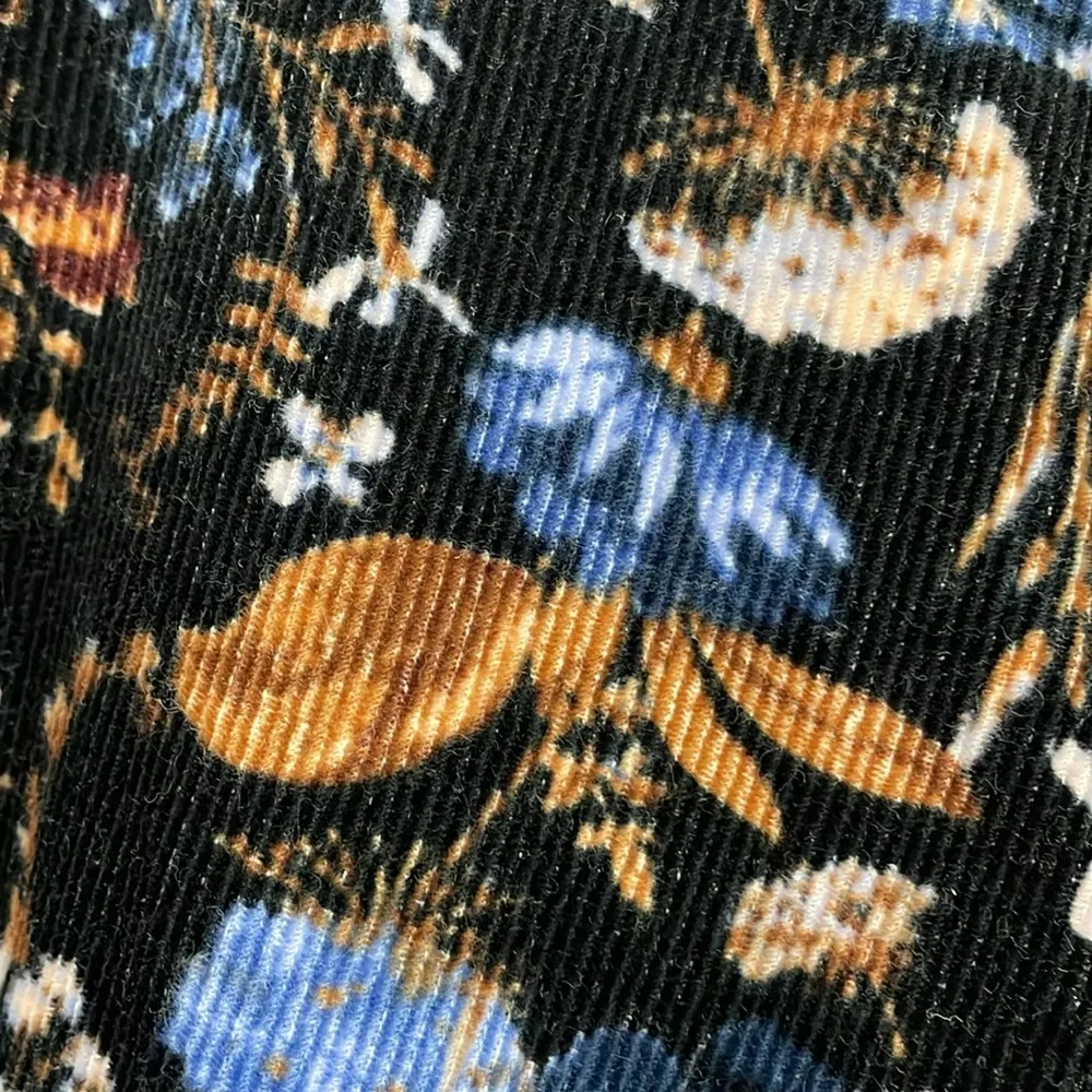 Versona Floral Boot Cut Corduroy Pants Black and Blue - Image 3