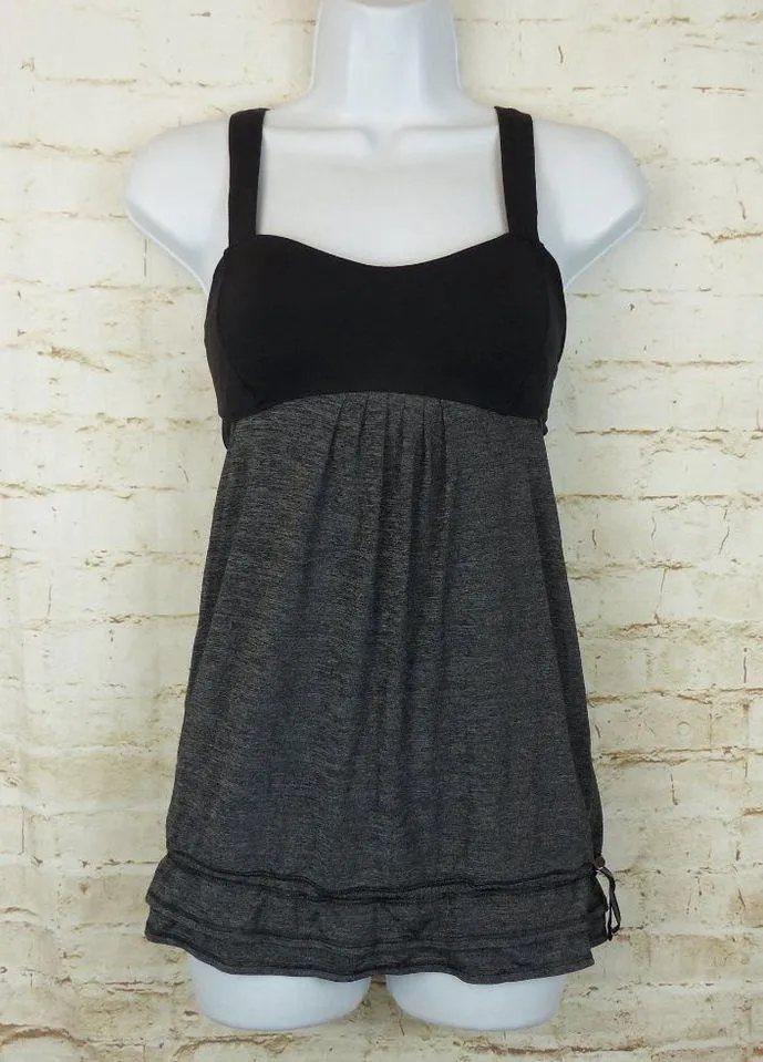 Lululemon Run Back on Track Tank Womens 4 Black Gray Missing Pads Yoga Run Sport - Image 12