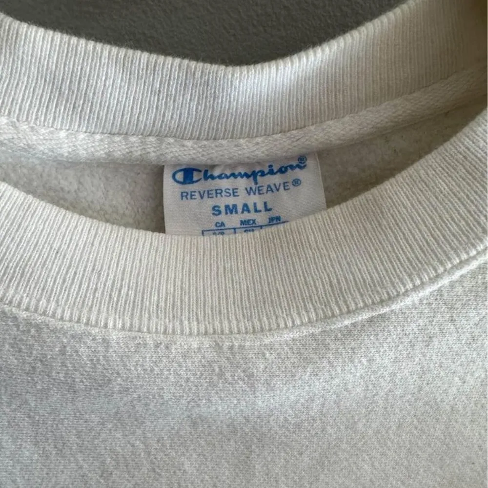 Reverse Weave Small White Sweatshirt loomed logo vintage 90's - Image 5