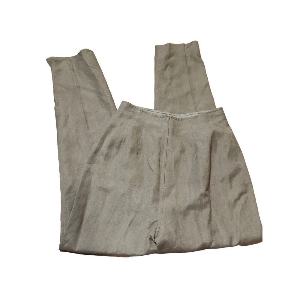 Donna Morgan vintage linen blend women’s light brown tan high rise zip closure p - Image 5