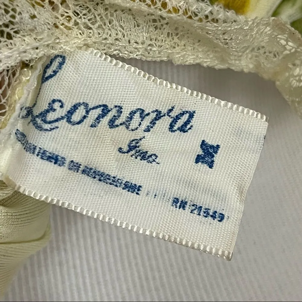 Vintage 60’s/70’s Floral Babydoll Nightie Yellow Green Chiffon Ruffle M Size M - Image 6