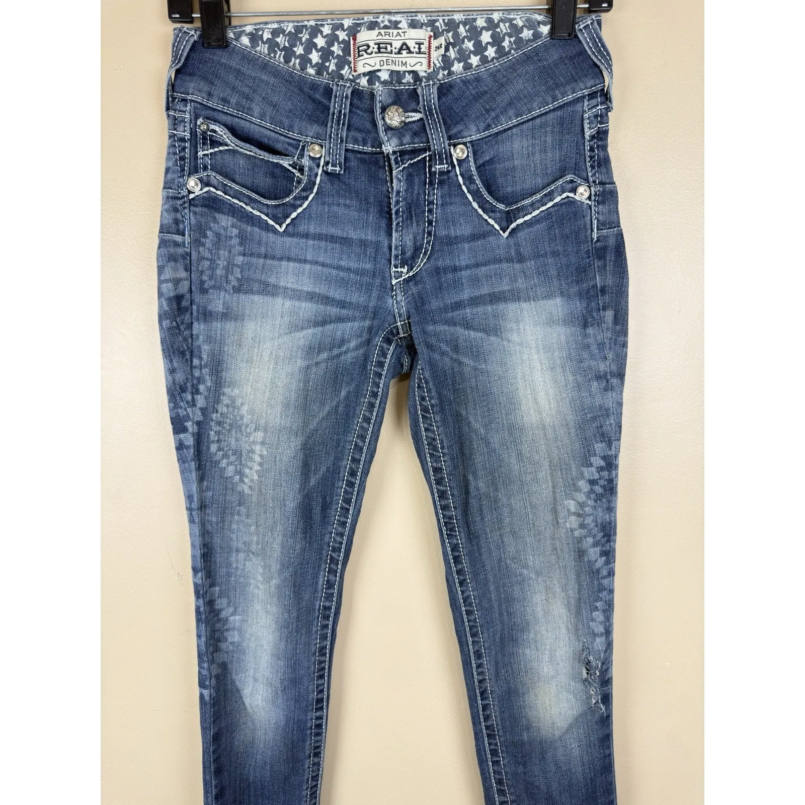 Ariat Real Denim Skinny Low Rise Jeans Women’s Size 26R Frayed Hem - Image 2
