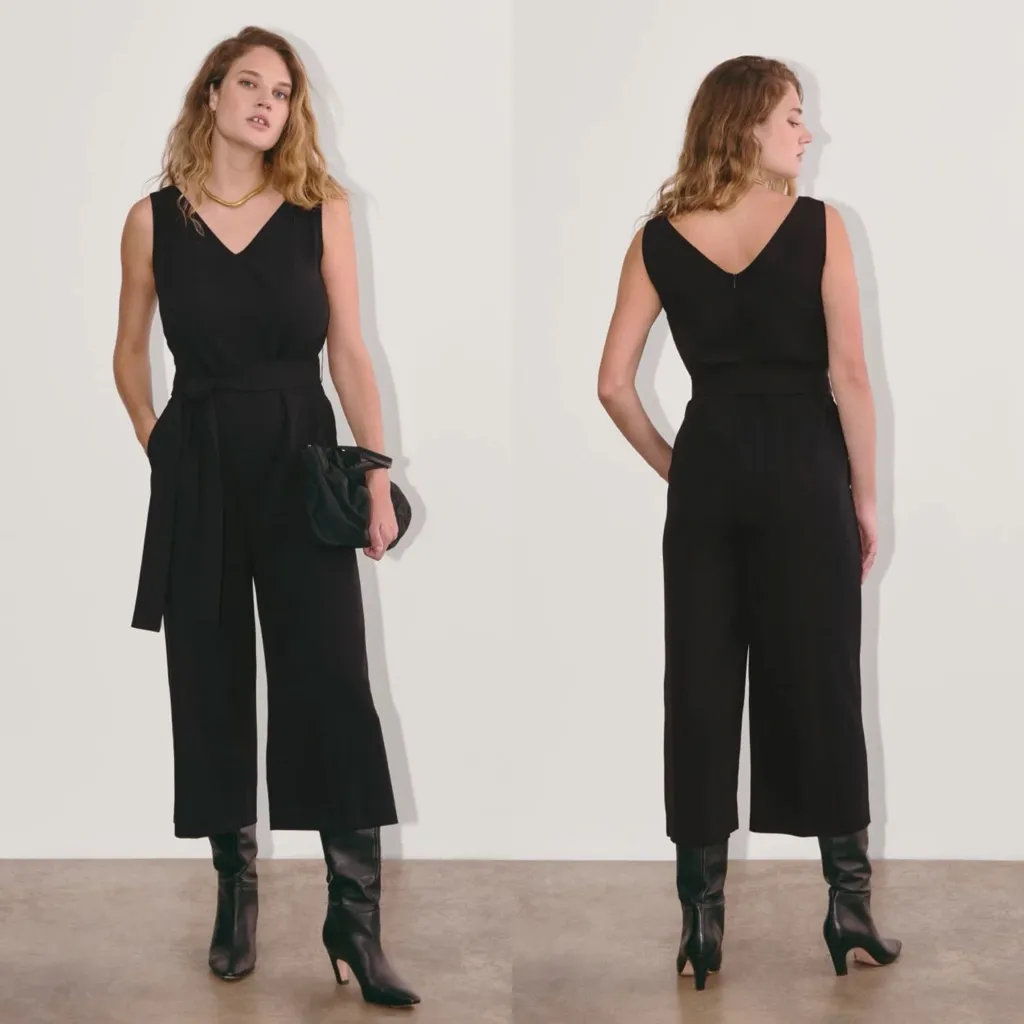 Everlane The Ultimate V-Neck Wide Leg Jumpsuit Womens Size 10 - Image 2