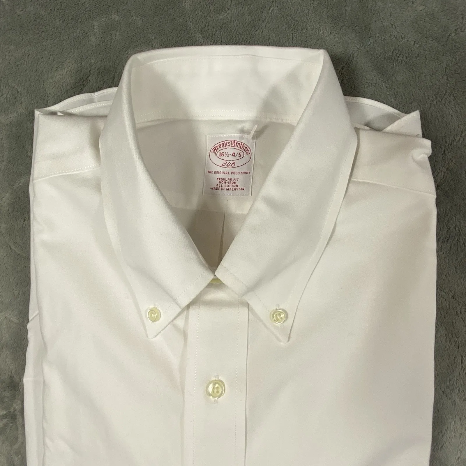 Brooks Brothers 346 Mens 16.5 4/5 Solid White Long Sleeve Button Front Shirt NWT - Image 3