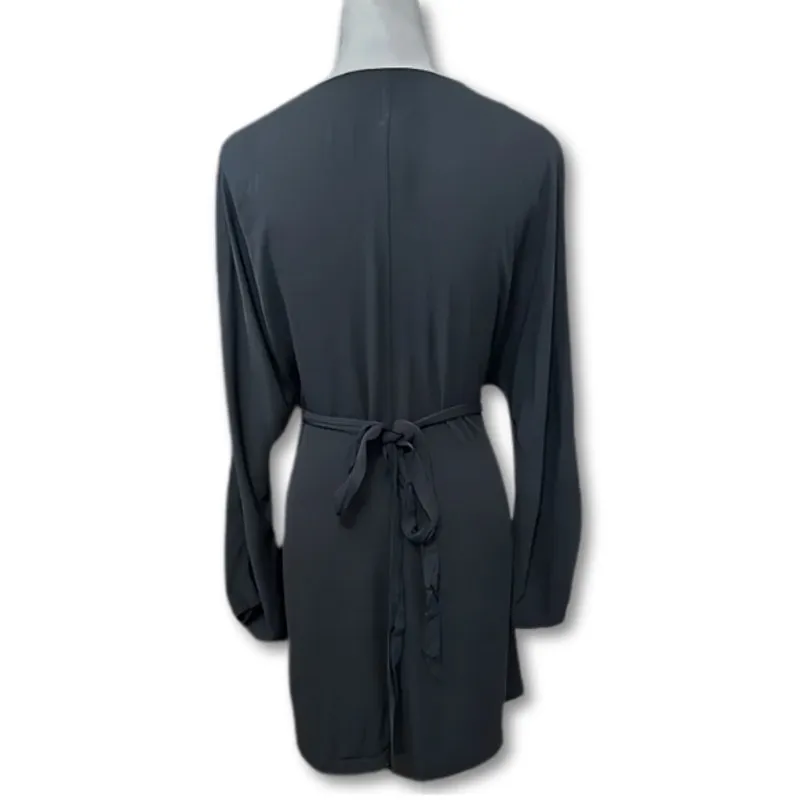 H&M A-Line Dress V Neck Long Sleeves Adjustable Belt Ties Black Women's XS NWOT - Image 4