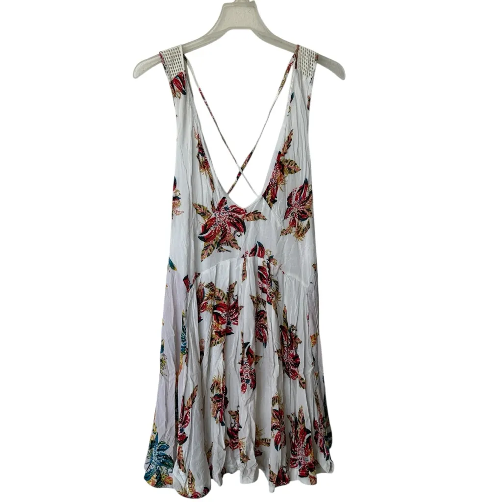 FREE PEOPLE Thought I Was Dreaming Floral Mini Dress Ivory halter L - Image 4