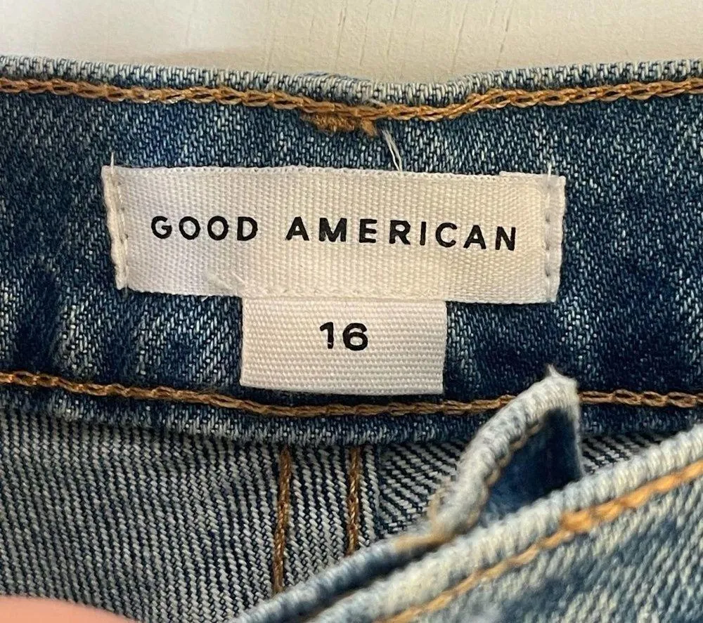 NEW  Good 90s Shorts Plus Size 16 Blue Denim High Rise Distressed - Image 3