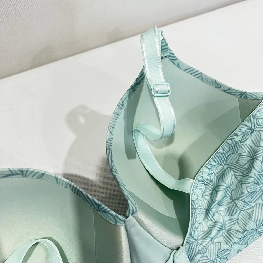 Warner's Bra Mint Green Floral Size 38D Full - Image 9