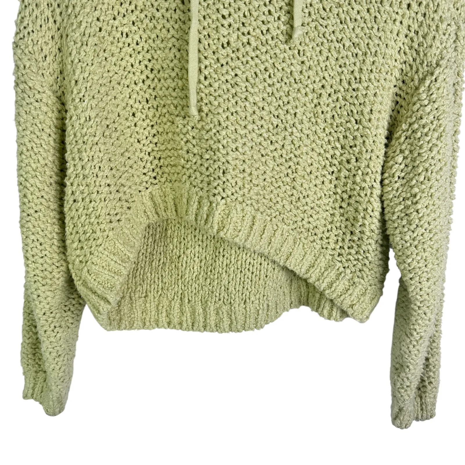 Pilcro Anthropologie Sailcloth Hooded‎ Sweatshirt Cropped Loose Knit Green Small - Image 5