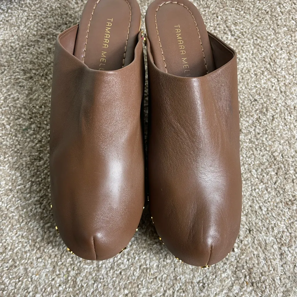 Tamara Mellon Grass Roots Brown Clog Size 40.5 - Image 3