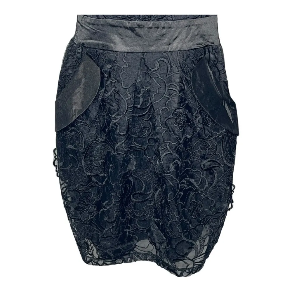 Lucy Paris Lucy & Co. Black‎ Lace Floral Mini Dress Cocktail Pockets Small NWT - Image 5