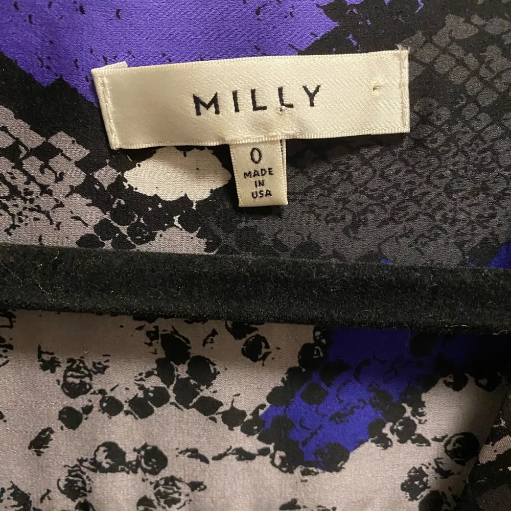 MILLY Silk Purple And Black Snake Print Long Sleeve Blouse - Image 6