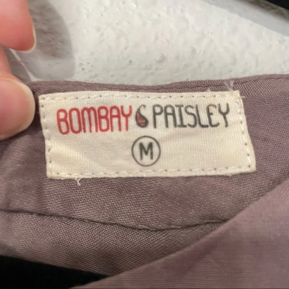 Bombay Paisley Brown Floral Embroidered Cropped Short Sleeve Blouse Women M Boho Size M - Image 9