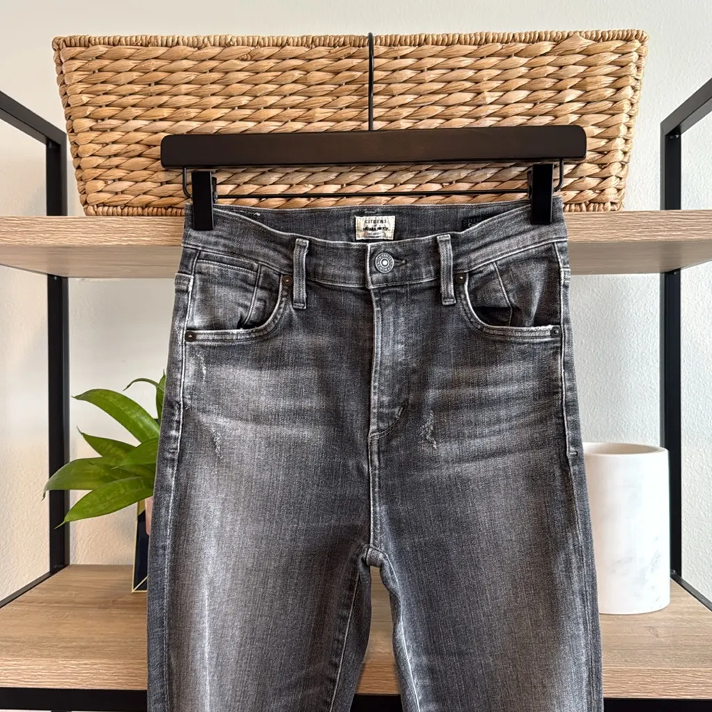 Citizens Of Humanity Carlie High Rise Skinny Gray Distressed Jeans, 26 - Image 2