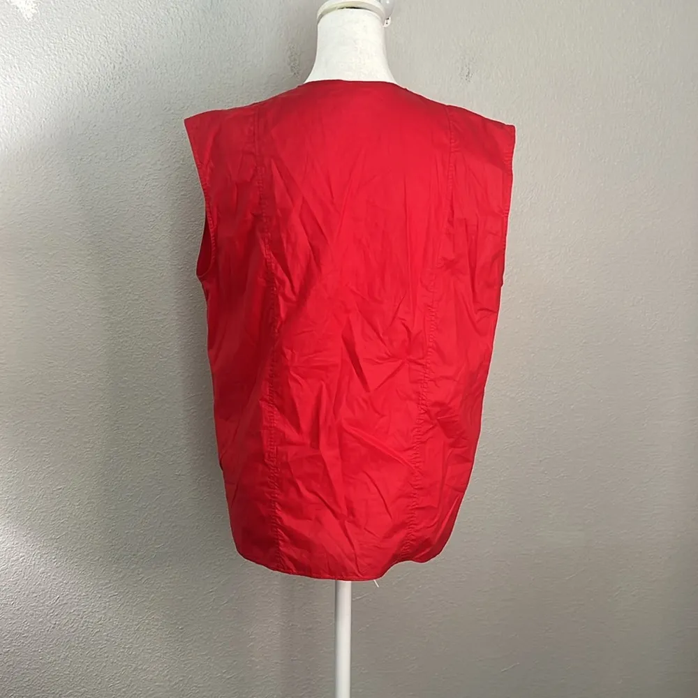 Helmut Lang Asymmetric Sleeveless Button Down Red Size Medium - Image 4