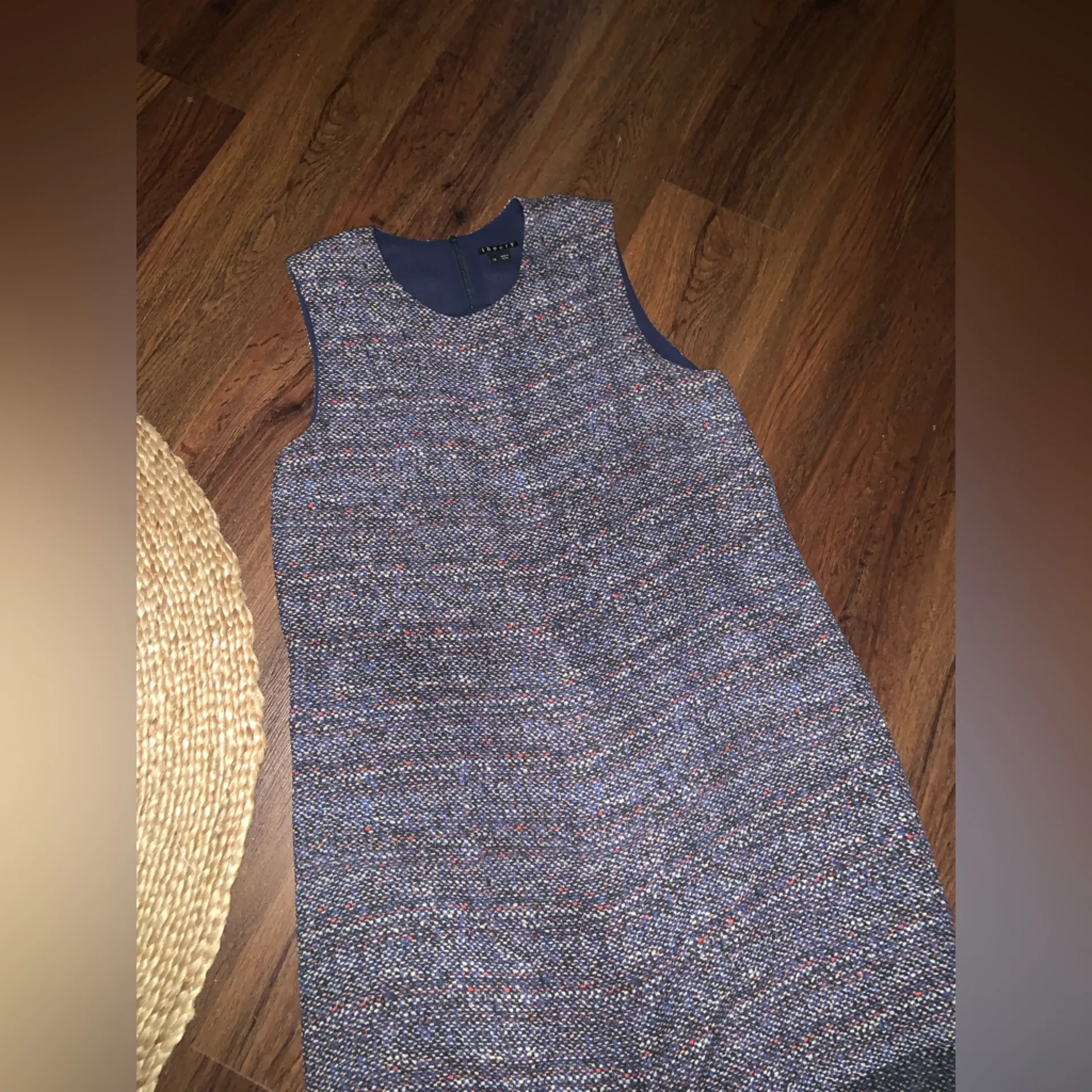 Theory silk printed tweed shift dress 12 $350 nwot formal fall casual designer - Image 5