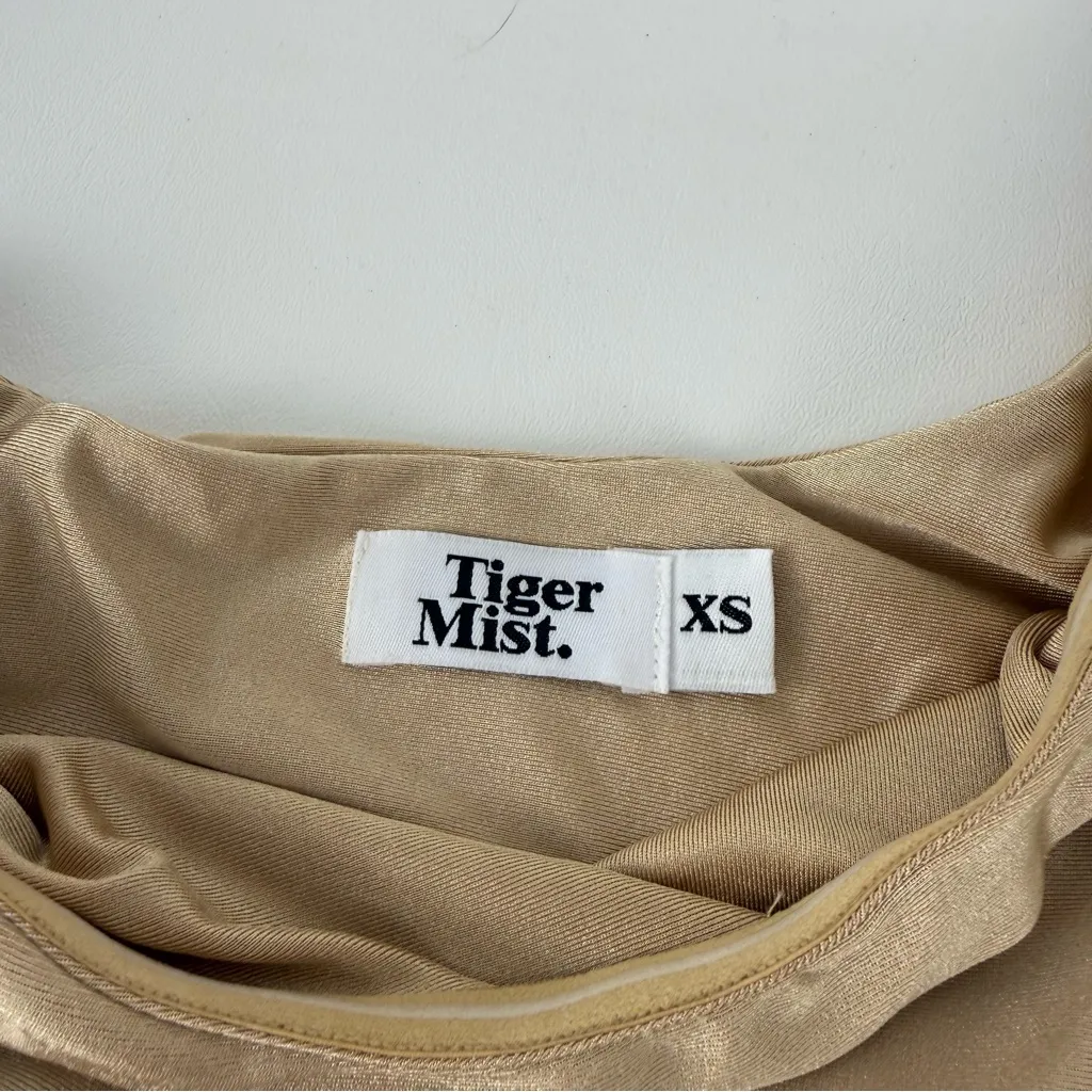 Tiger Mist Satin Beige One Shoulder Dress - Image 4