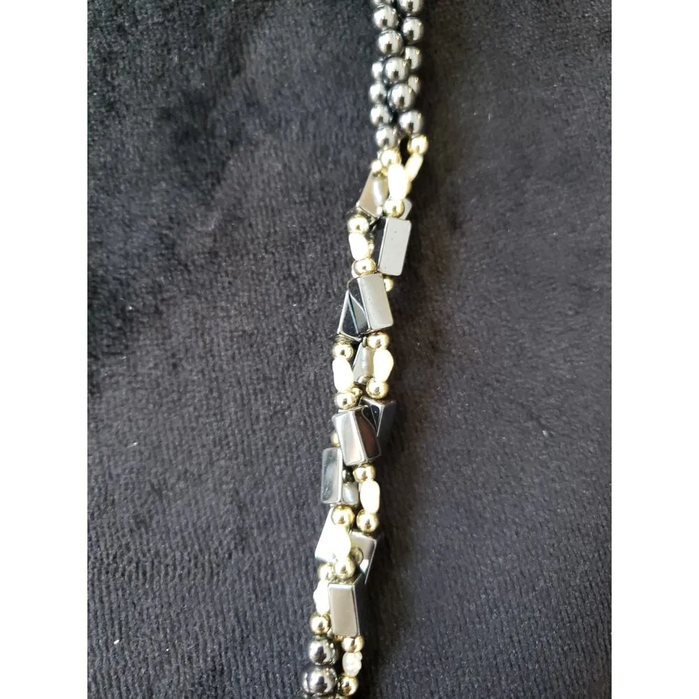 Womens Fashion Metalic Silver Ball Beaded Square Tube Twisted Necklace Jewelry - Image 4