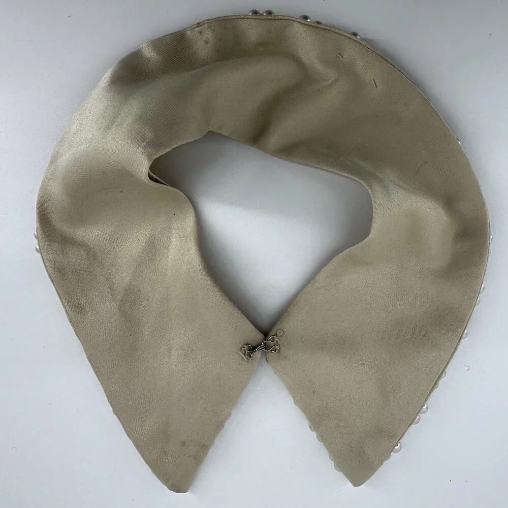 Vintage Beaded Collar Faux Pearls Embellished Classic 80s Cream One Size - Image 5