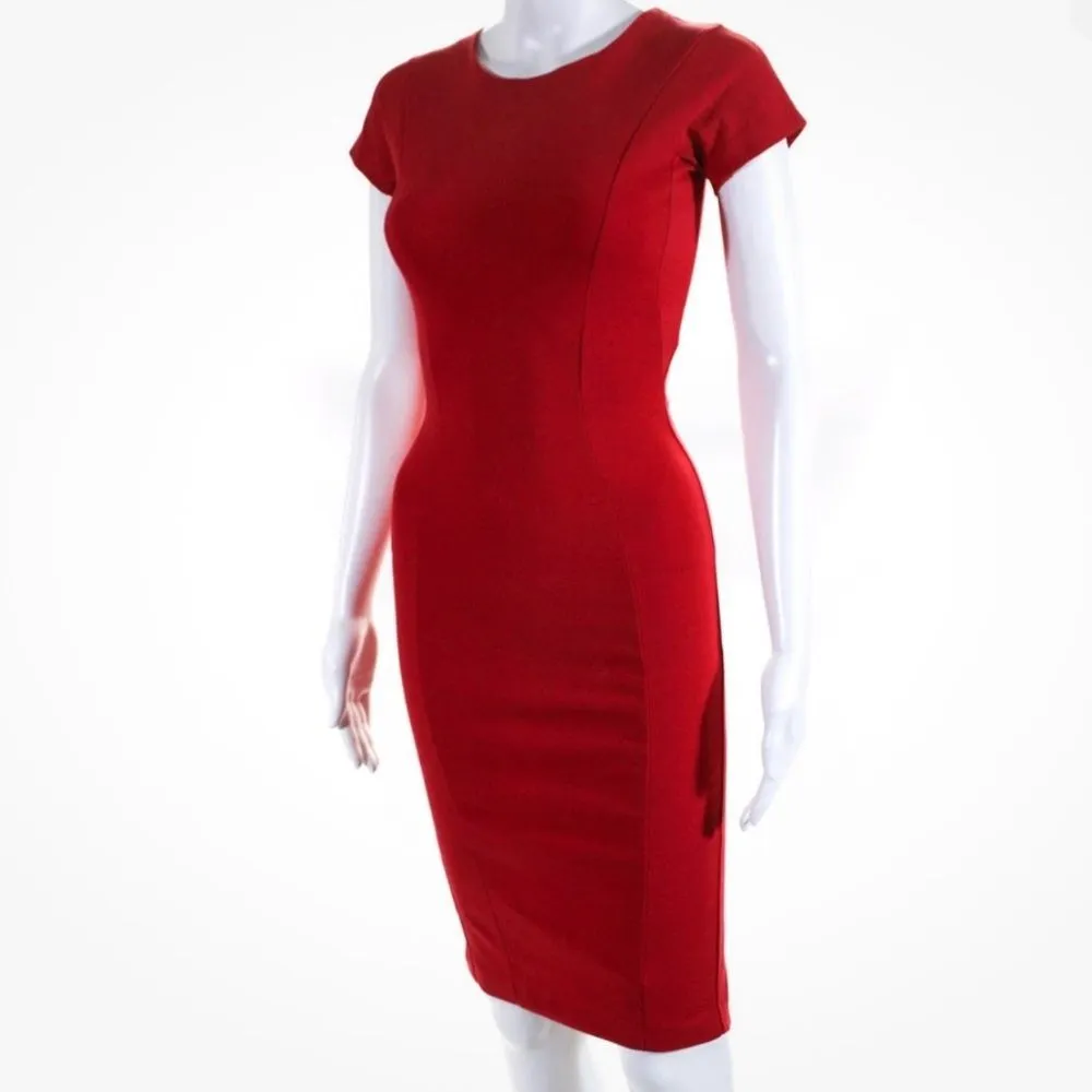 Stella McCartney Tomato Red Short Sleeve‎ Compact Jersey Dress Size 38 - Image 3