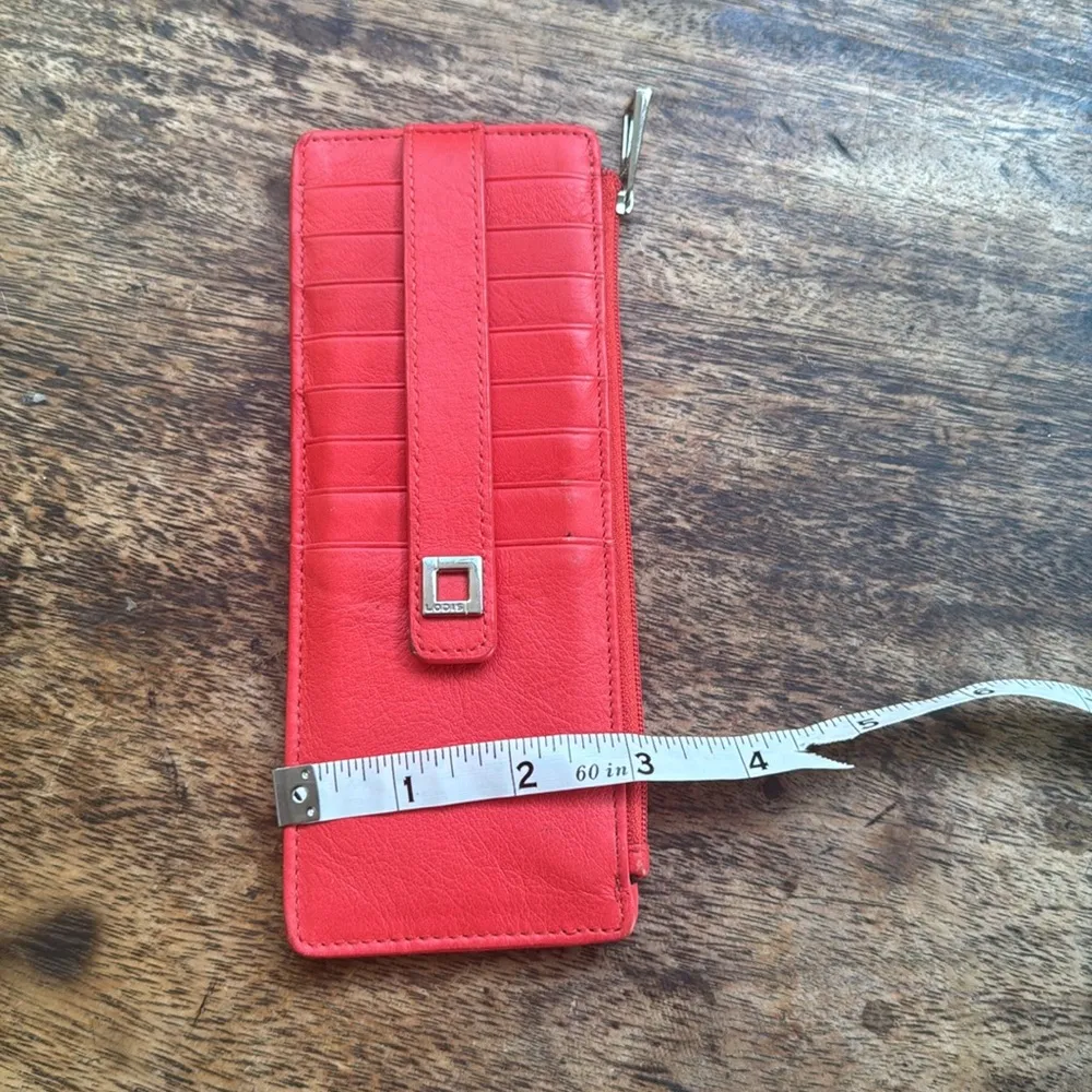 LODIS Under Lock & Key RFID Leather Card Wallet Red Clutch Women's 3x7.5. - Image 3