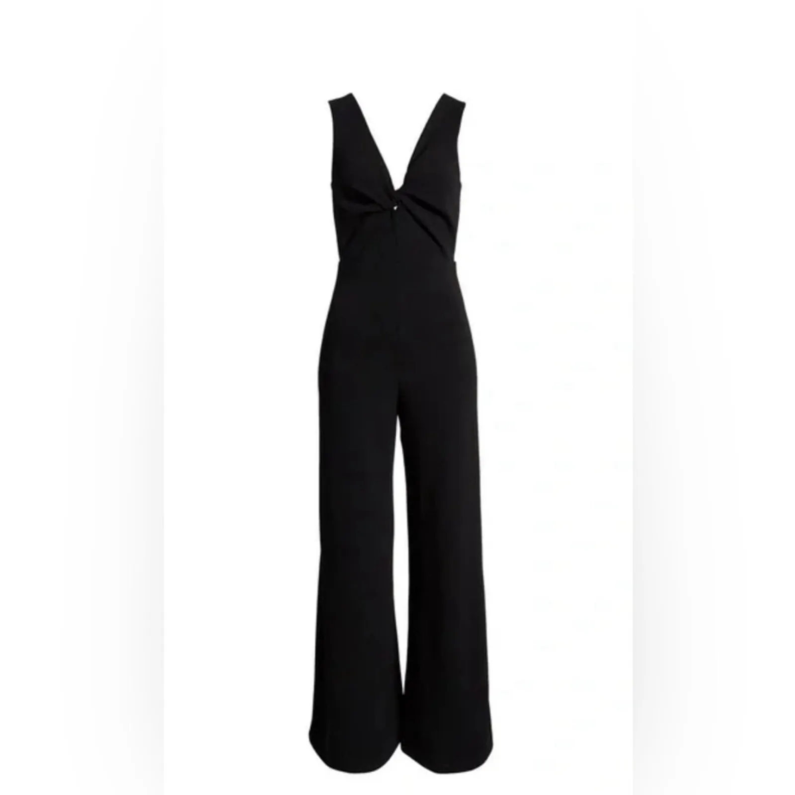 Woman’s Leith Knot Front V back  Black Jumpsuit Size Medium - Image 3