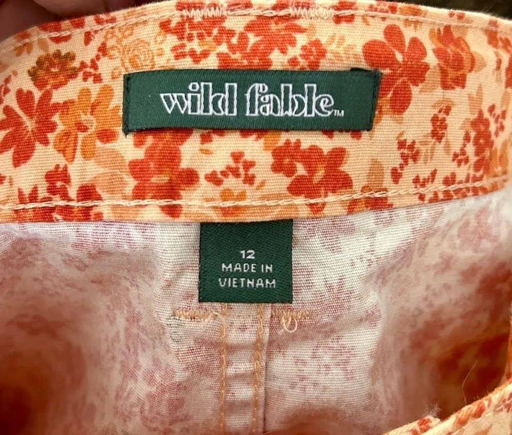 🦋 Wild Fable NWT Orange Floral A-Line Mini Skirt Size 12 Spring Casual - Image 7