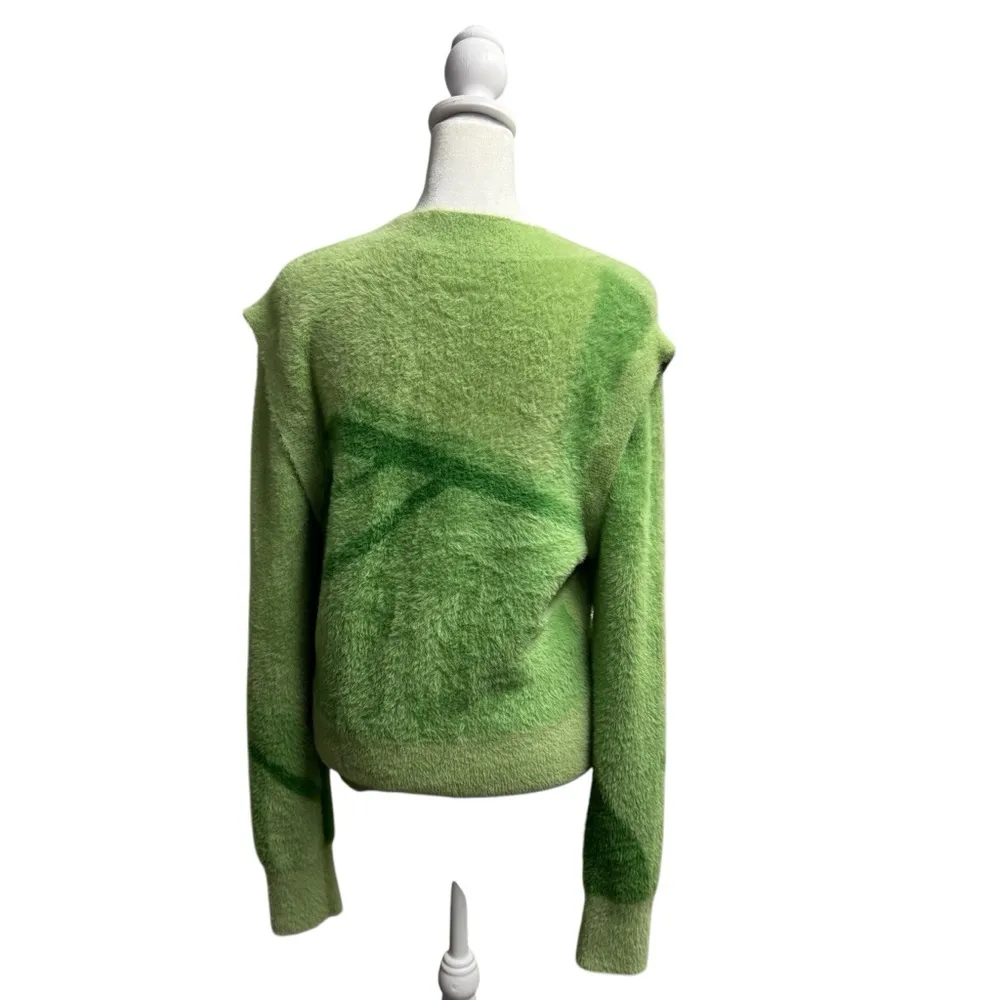 House of Sunny Sweater Vest Long Detachable Sleeves Abstract Fuzzy Green 4 - Image 4