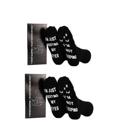 Novelty Socks Black I’m Not Sleeping I’m Just Resting My Eyes Grippy Sock B1 (2) - Image 2
