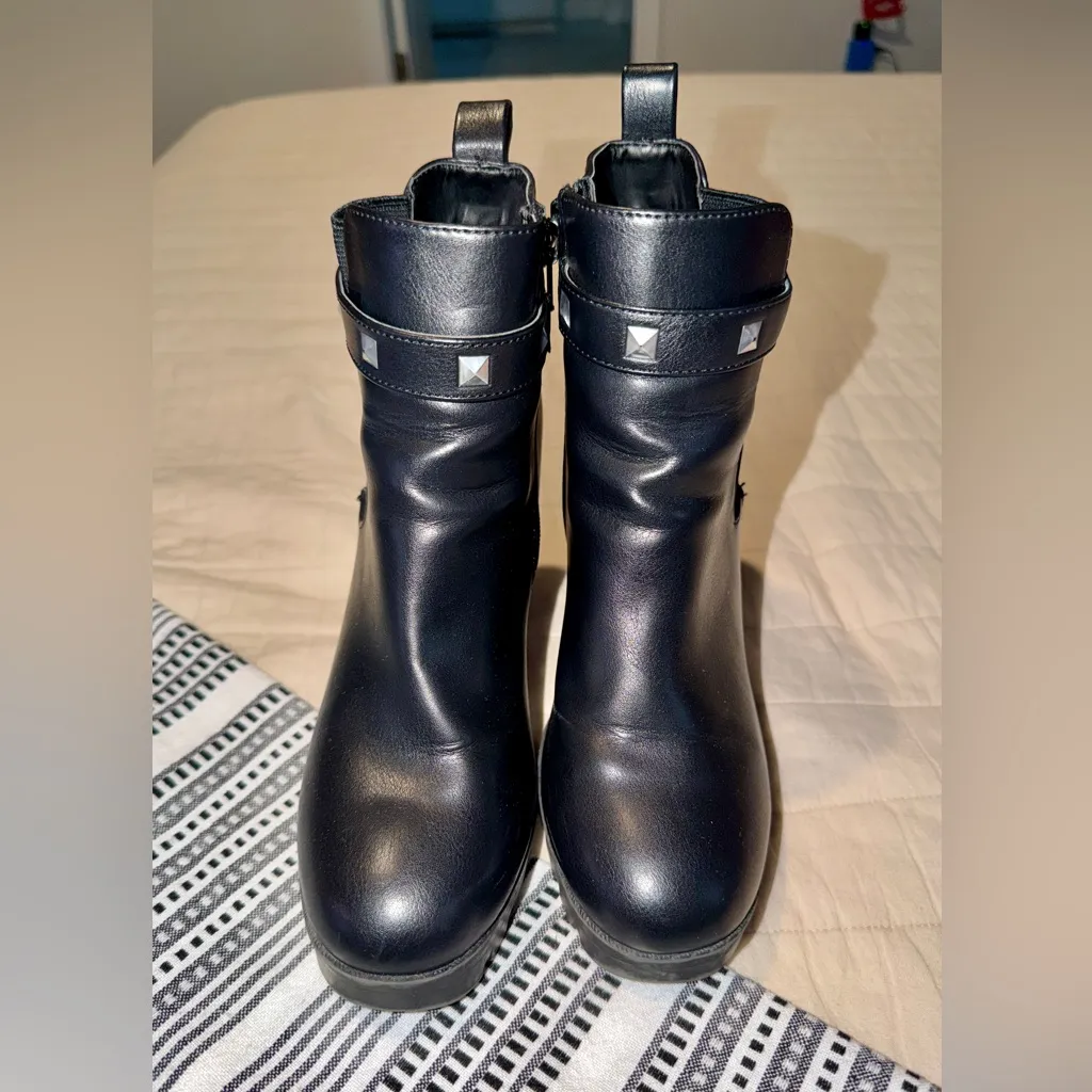 Black Ankle Boots with Studded Strap - Image 5