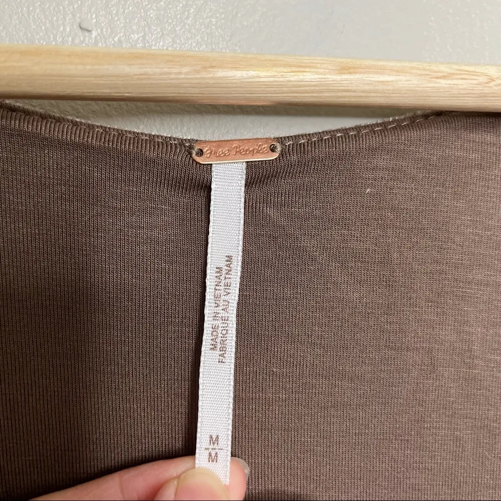 Free People Perfect Date Top Taupe Stone Long Sleeve Velvet Blouse Size M - Image 3