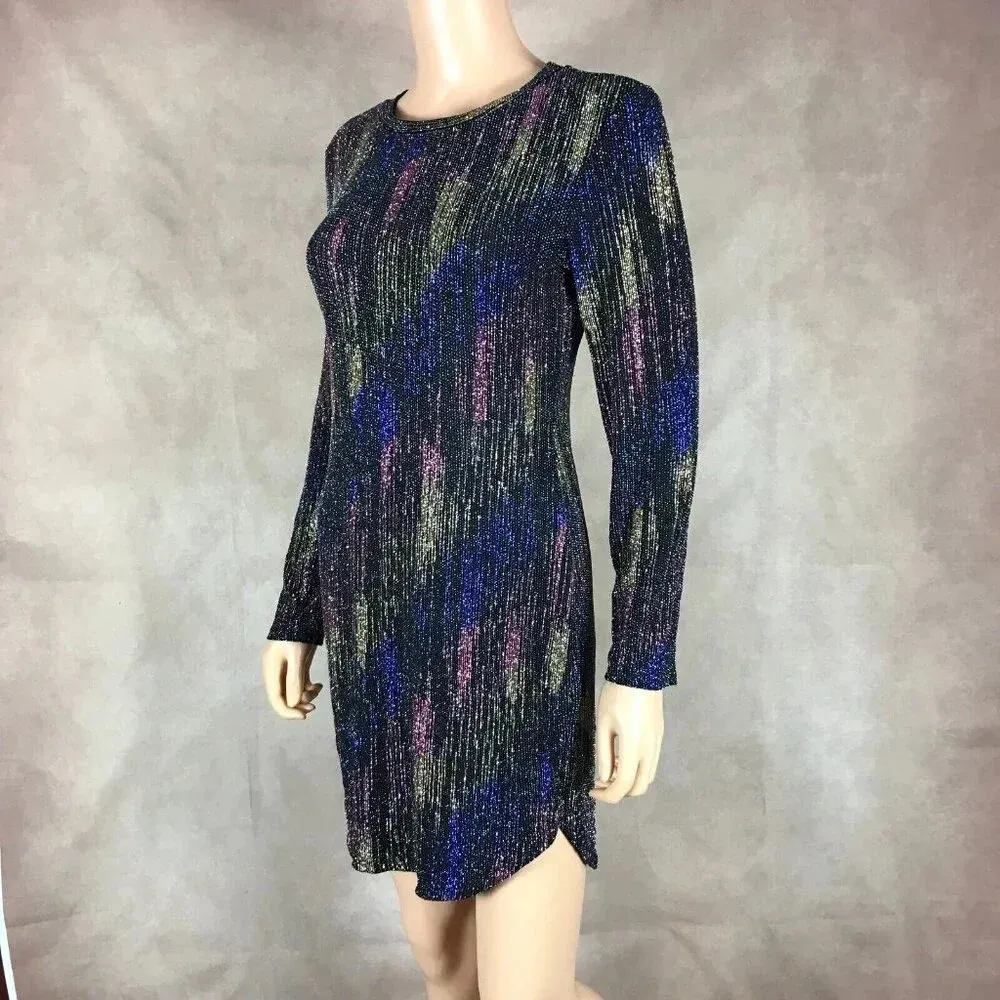 B.DARLIN Multi-Color Metallic Long Sleeve Party Mini Dress NEW 11/12 - Image 3