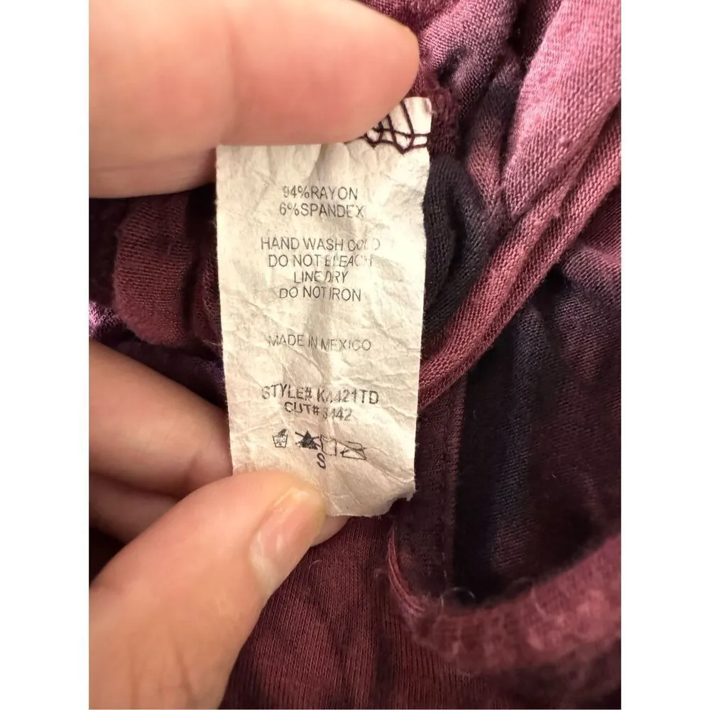 Ginger G Maroon Tie Dye Mock Neck Keyhole Romper Size SMALL - Image 5