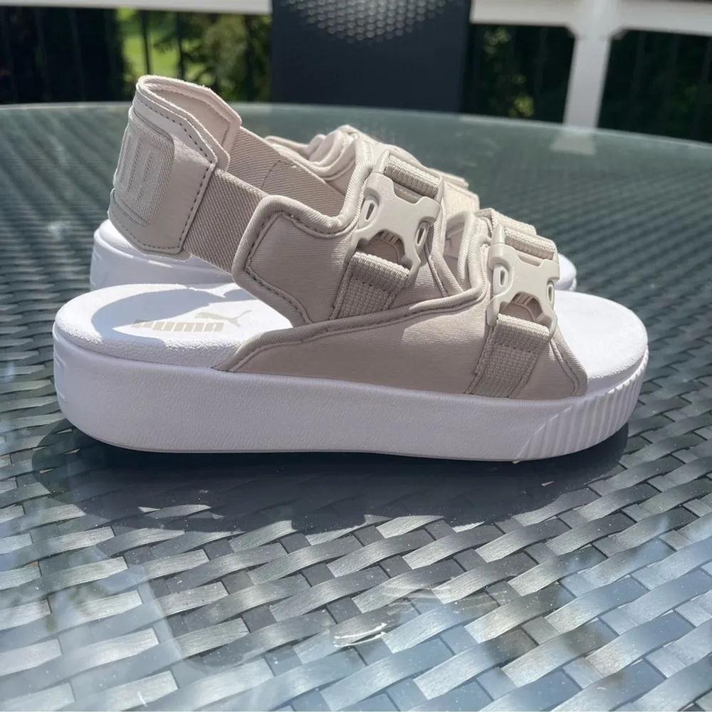 PUMA sport sandals open sneakers with two buckles chunky platform beige Sz US 7 - Image 8