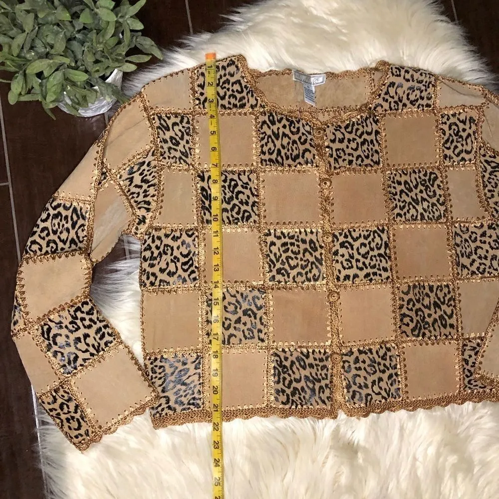 S.M.H Boutique leather patchwork blazer sz XL Tan - Image 6