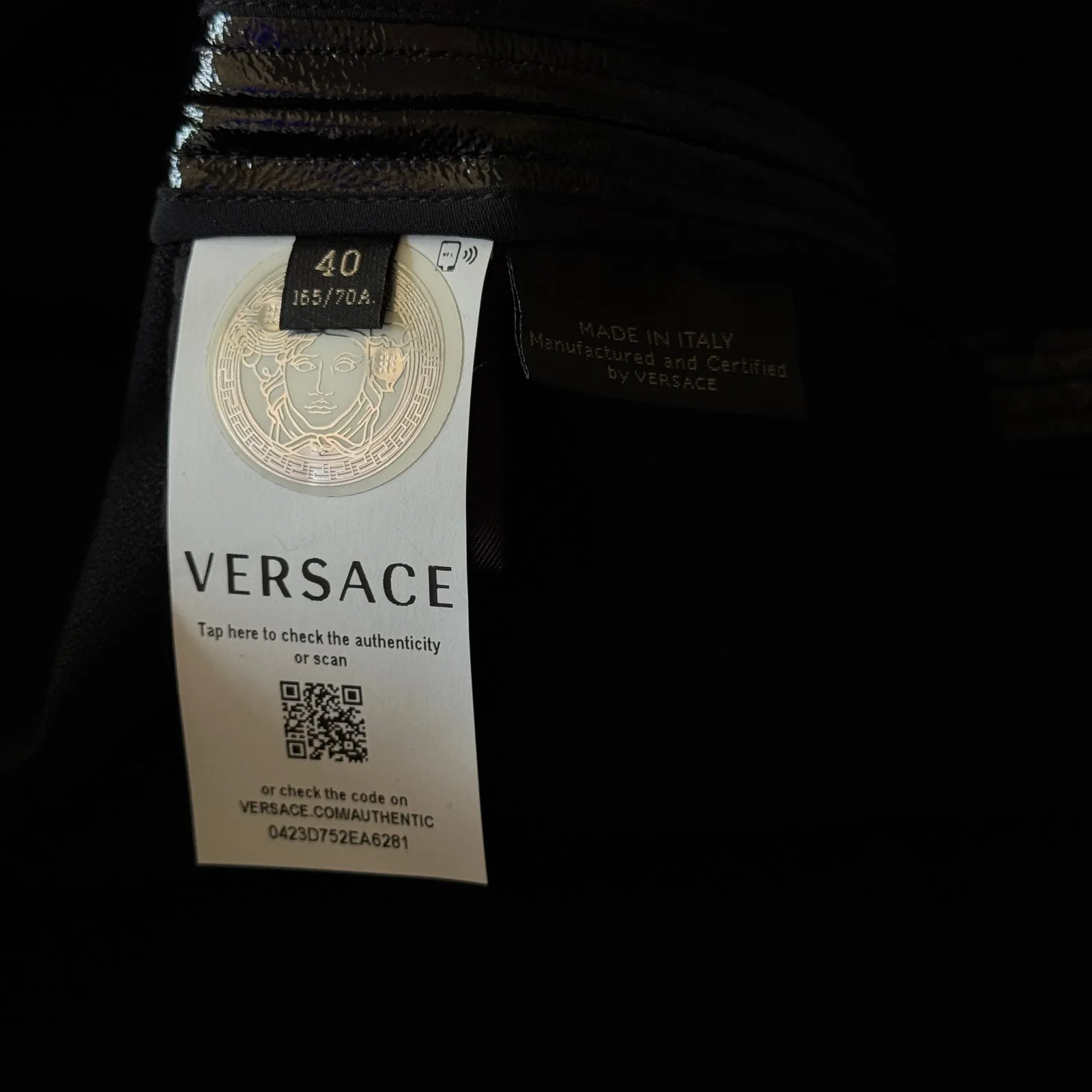 Versace Vinyl Midi Skirt Medusa Head Gold Buttons Black IT 40 US 4‎ - Image 12