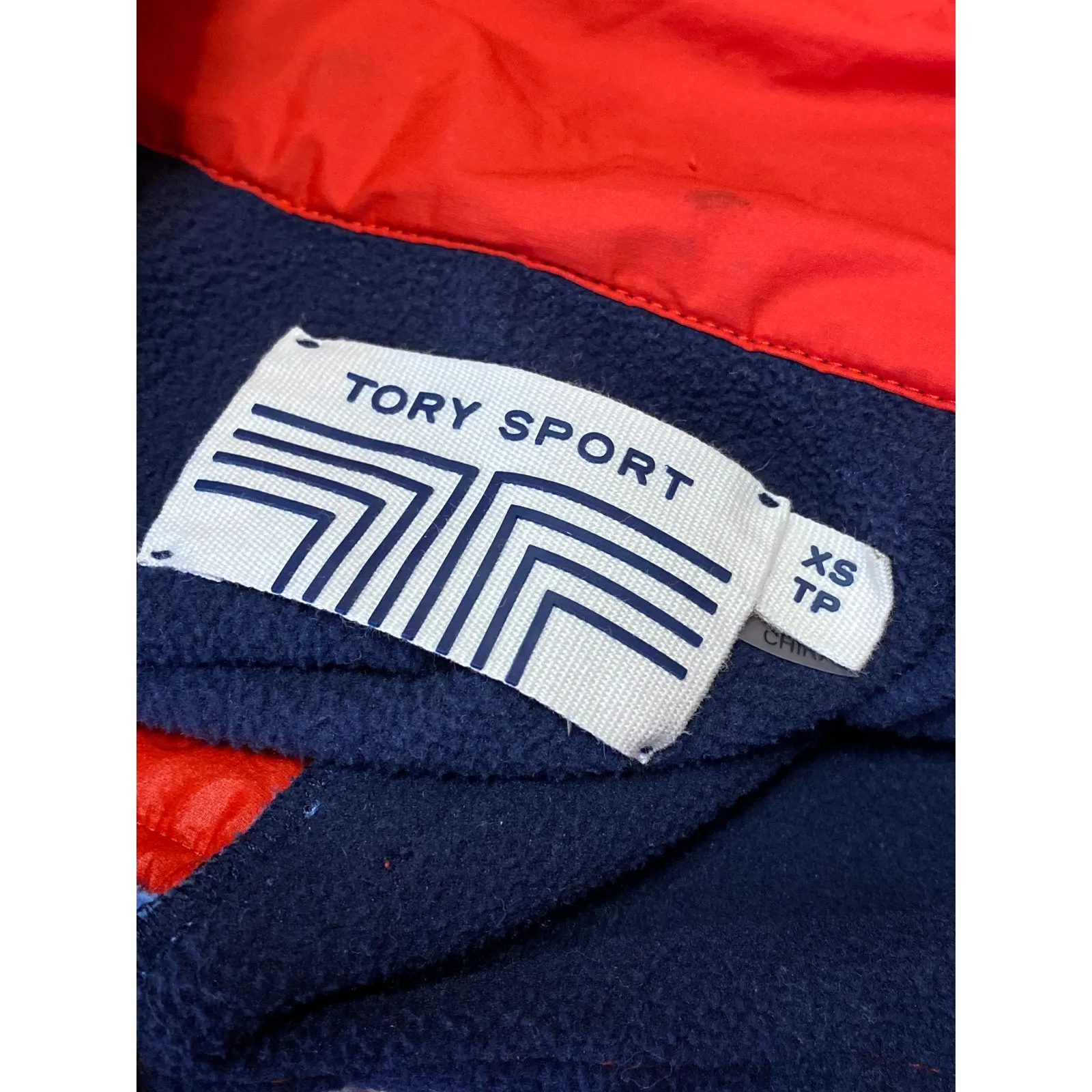 Tory Burch Tory Sport Blue Red Colorblock T-snap Fleece Sweater Jacket Size XS - Image 4