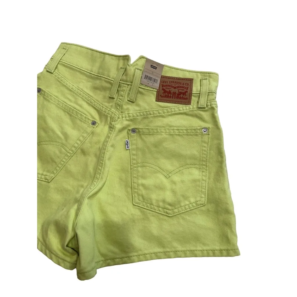 LEVIS High Waisted Lime Denim Mom Shorts Size 27 NEW Green - Image 6