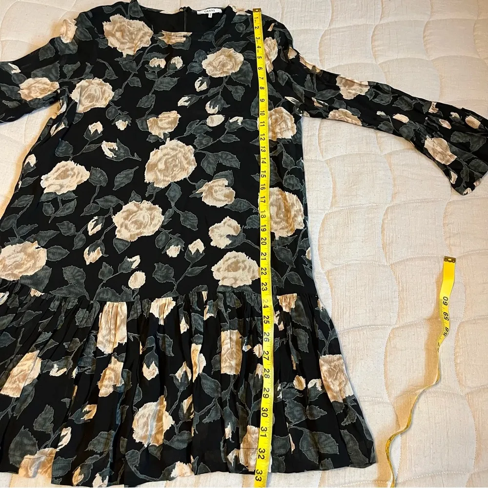 Ganni Carlton Georgette Black Floral Dress - Image 5