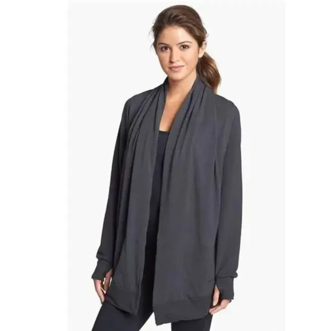 Nike Cardigan Womens Medium Black Dri Fit Twist Wrap Open Pockets‎ - Image 3