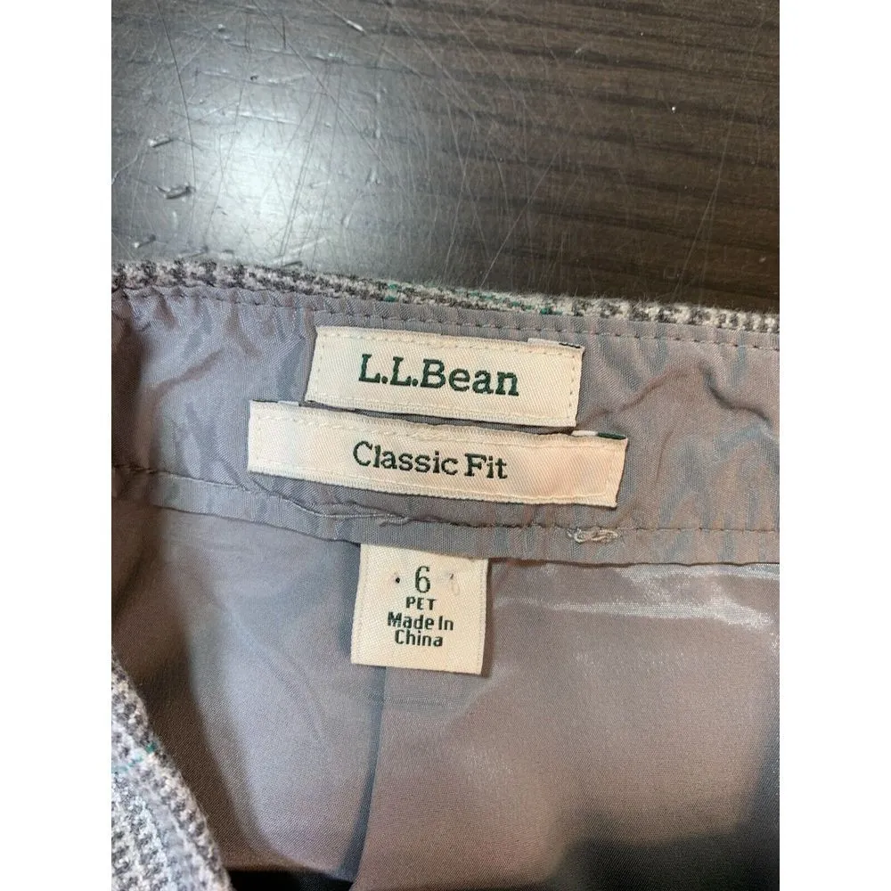 LL Bean Academia Mini‎ Skirt 6P Petite Faux Wrap Kilt Plaid Classic Fit Preppy Gray - Image 4