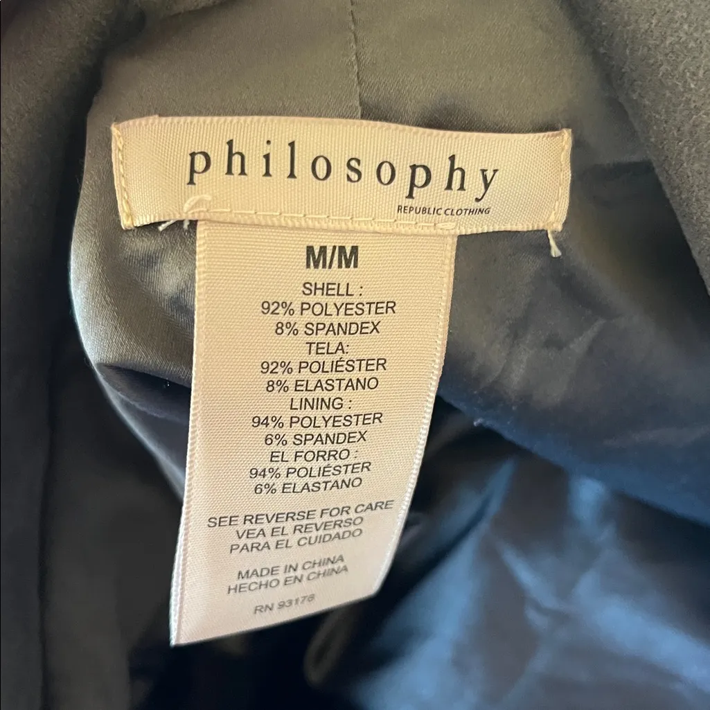Jacket Philosophy Charcoal Gray Faux Suede Leather Womens Medium - Image 11