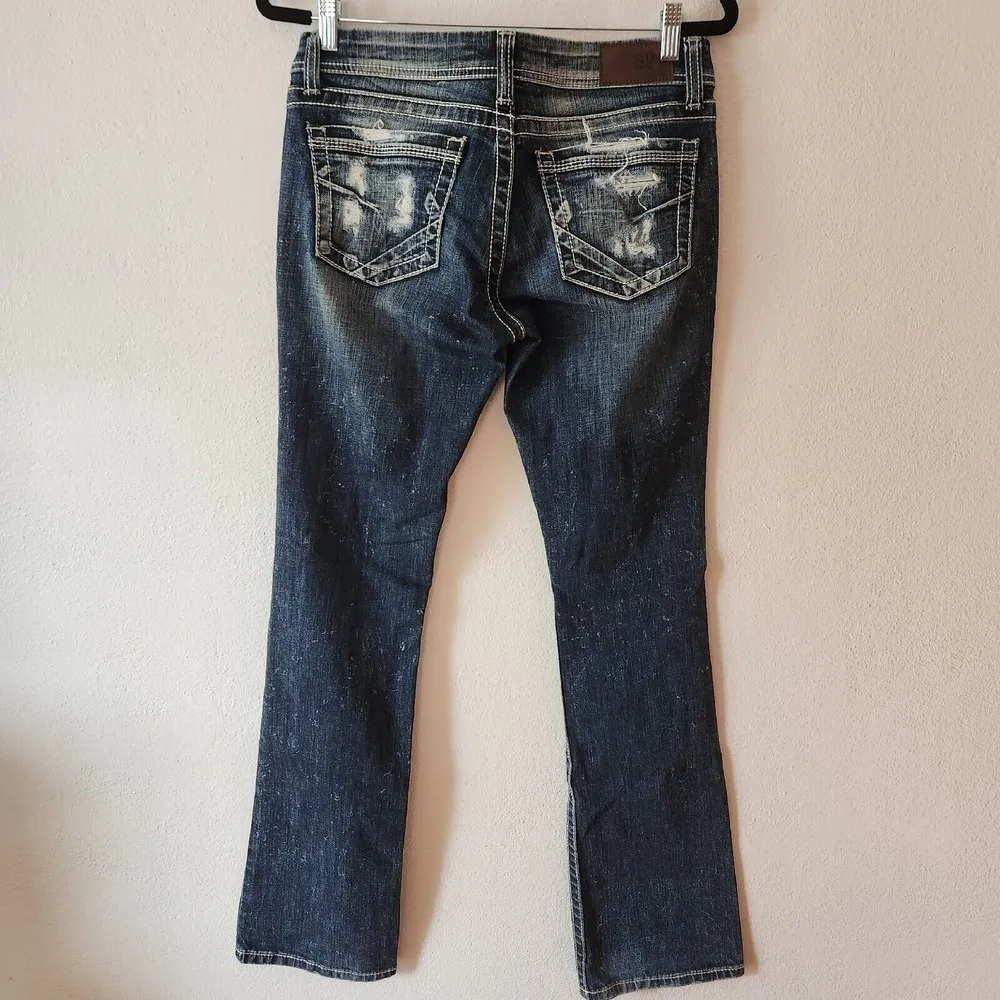 BKE Denim Sabrina Bootcut Stretch Distressed Dark Wash Jeans Women's 28x33.5 - Image 2